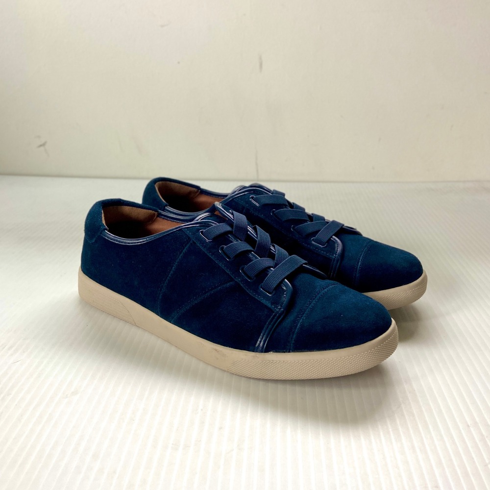 Vionic Sunny Jean Suede Leather Slip On Shoes Sneakers Navy Blue Womens 8 Wide
